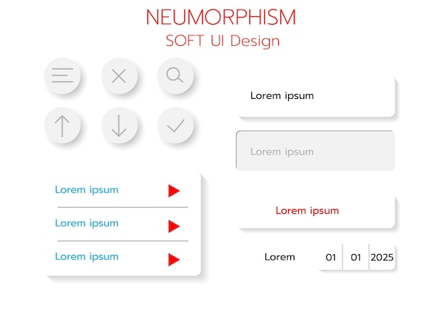 Des boutons 3D de conception d'interface utilisateur douce néomorphe 3D