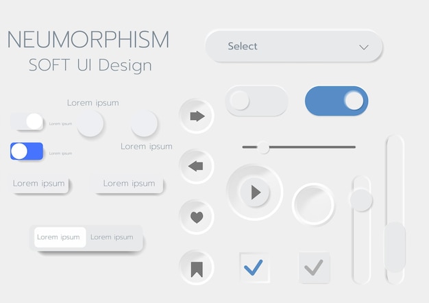 Boutons 3d De Conception D'interface Utilisateur Douce De Neumorphisme 3d