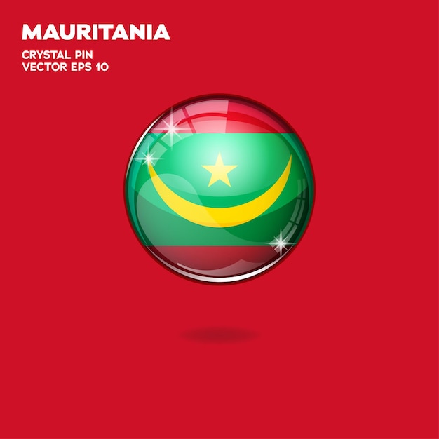 Vecteur boutons 3d du drapeau mauritanien