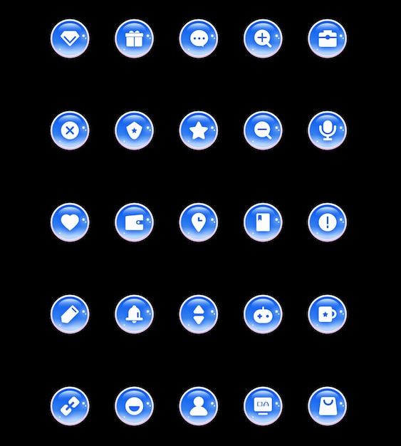 Boutons bleus pour l'application de jeu ui