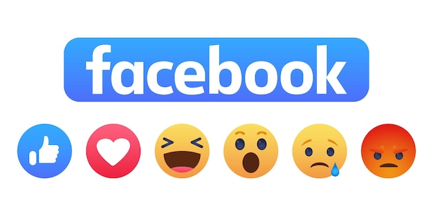 Boutons d'émoticônes Facebook Collection de réactions Emoji pour le réseau social Kiev Ukraine 9 mars 2020