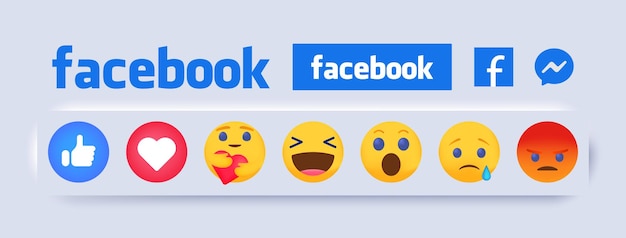 Vecteur boutons d'émoticônes facebook collection de réactions emoji pour le réseau social réactions facebook officielles vecteur réseau d'emojis de réaction sociale facebook isolé sur fond blanc vecteur éditorial