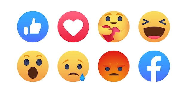 Vecteur les boutons emoticons de facebook collection de réactions emoji pour le réseau social