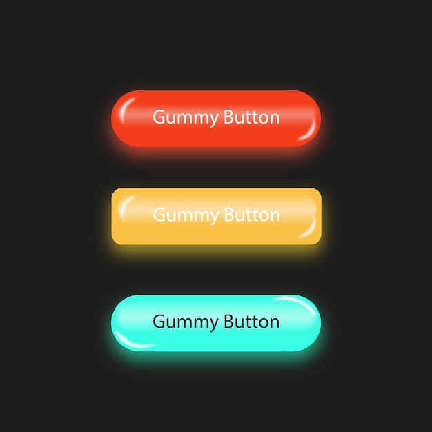 Des boutons de gomme lumineux