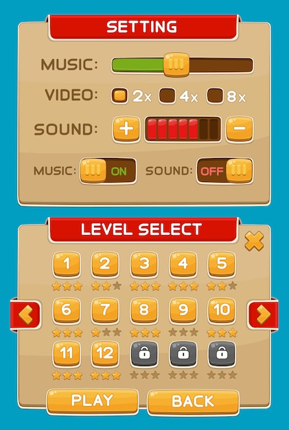 Boutons d'interface définis pour les jeux ou les applications