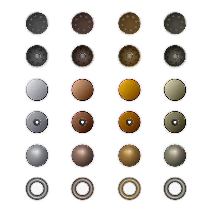 Vecteur boutons et rivets en métal.