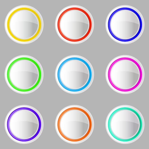Vecteur boutons ronds web collection abstraite colorée avec des éléments