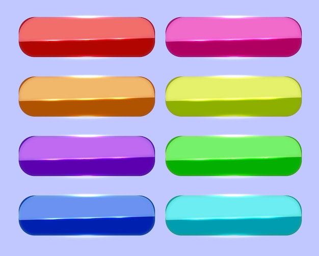 Boutons Web brillants de vecteur définis dans différentes couleurs