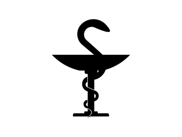 Vecteur bowle of hygieia serpent apothicaire médical caduceus logo modèle d'icône