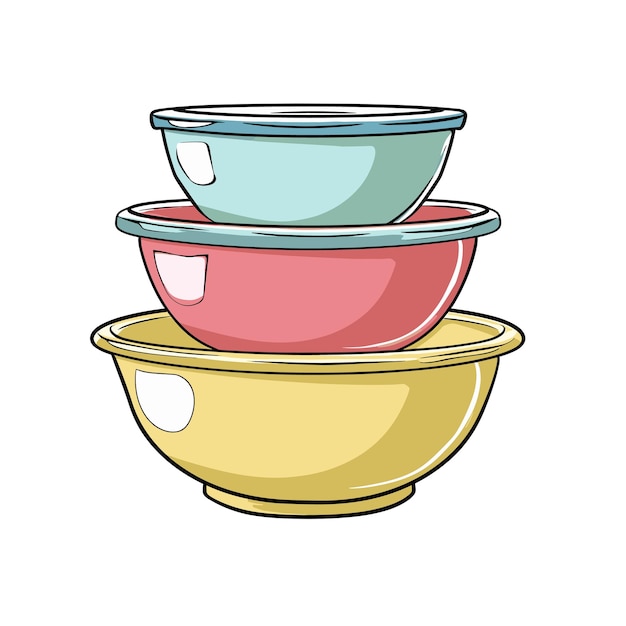 Bowls de mélange Cartoon isolé sur fond transparent PNG pour le concepteur
