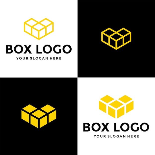 Vecteur box logo design entrepôt expédition distribution paiement à la livraison