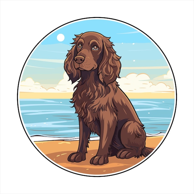 Vecteur boykin spaniel race de chien dessin animé kawaii personnage plage d'été animal de compagnie autocollant illustration