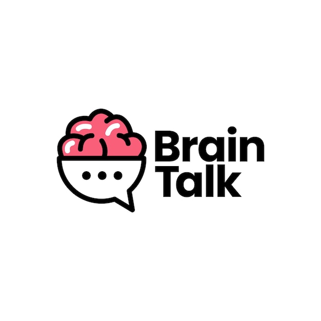 Vecteur brain talk chat bulle pense logo icône illustration