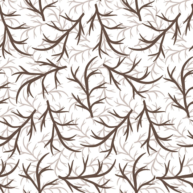 Branche d'automne florale simple motif sans couture dessiné à la main éléments de griffonnage vectoriel fond brun pour papier peint en tissu textile album et design de surface