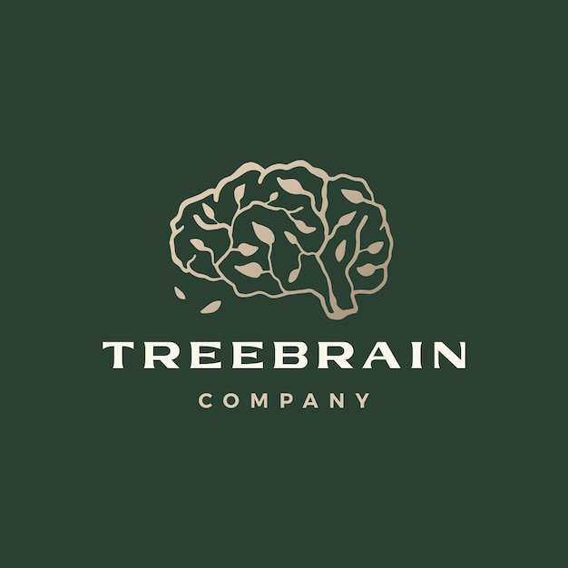 Branche De Cerveau D'arbre Pense Modèle De Logo Intelligent