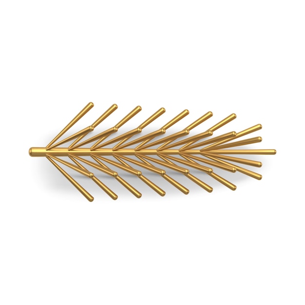 Vecteur branche d'épinette dorée métallique réaliste avec aiguille bâton d modèle vecteur de conception de noël