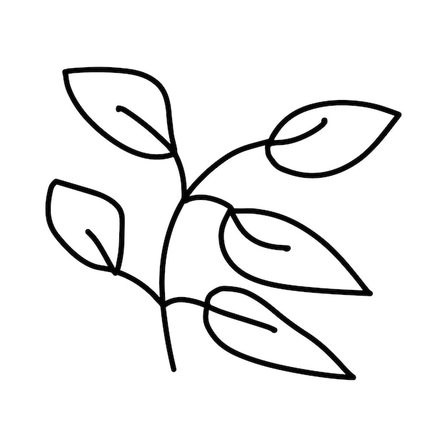 Branche avec des feuilles plante nature doodle cartoon linéaire