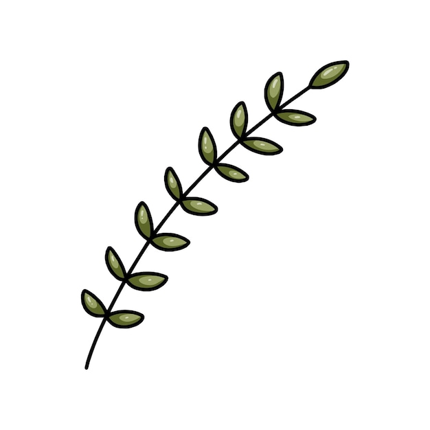 Vecteur branche avec des feuilles plante nature doodle cartoon linéaire