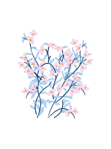 Vecteur branche de fleurs de cerisier avec fleur aquarelle sakura fleurs de sakura japonais sur fond blanc