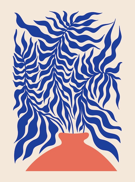 Branche Incurvée Avec Des Feuilles Matisse Affiche D'art Abstrait Esthétique Moderne Art Minimaliste