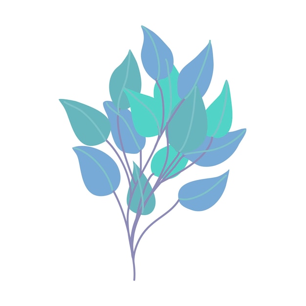 Branches D'arbres Aux Feuilles Bleues. élément De Design Décoratif. Illustration De La Nature.