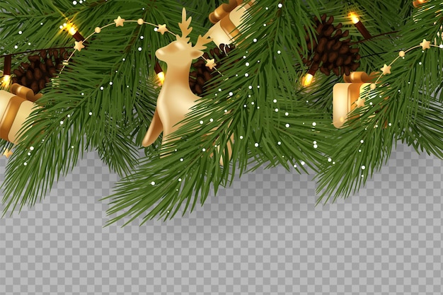 Branches D'arbres De Noël De Vecteur Lumières Et Cônes Conception De Bannière Festive Bannière De Noël Et Du Nouvel An