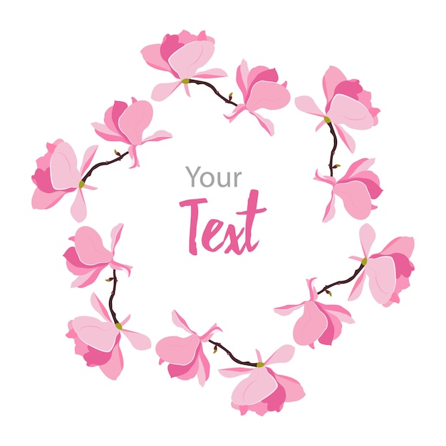 Branches De Magnolia Japonais En Fleurs Beau Cadre Pour Remercier Le Mariage De Texte Invitant La Bannière Web