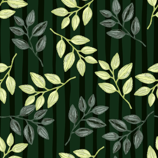 Vecteur branches à main levée avec motif sans soudure de feuilles fond organique dessiné à la main fond d'écran sans fin de feuille de forêt décorative