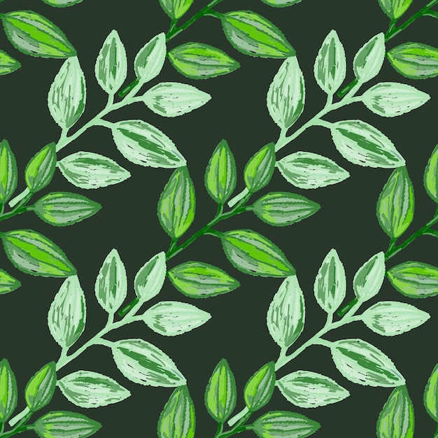 Branches à main levée avec motif sans soudure de feuilles Fond organique dessiné à la main Fond d'écran sans fin de feuille de forêt décorative