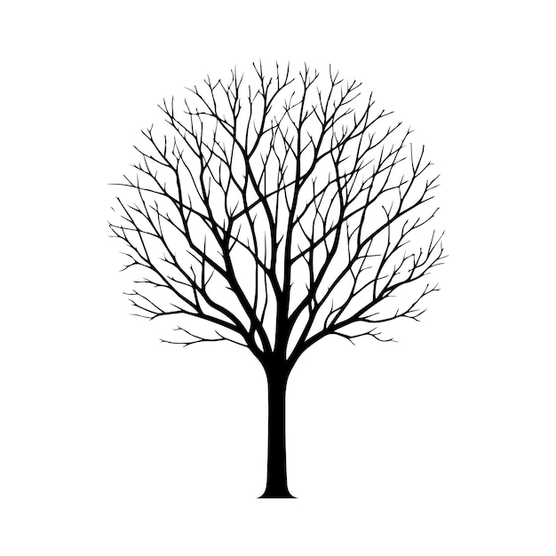 Vecteur branches silhouette arbre mort vecteur minimum vecteur arbre nu isolé sur fond blanc