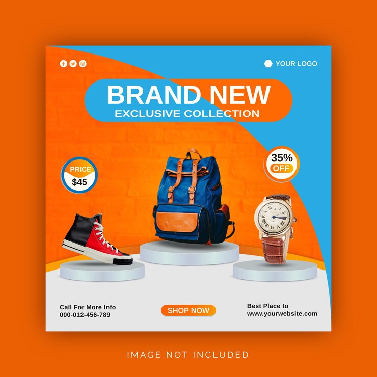 Vecteur brand new exclusive collection instagram banner ad concept social media post template