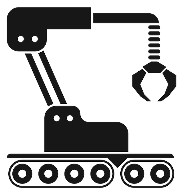 Bras Mécanique Sur Bande Transporteuse Icône De Machines Industrielles