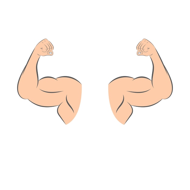 Vecteur bras musclé flexion main forte biceps illustration vectorielle dessinés à la main