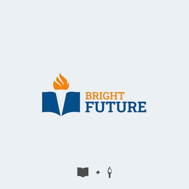 Vecteur bright future logo - logo de l'école - logo book plus torch