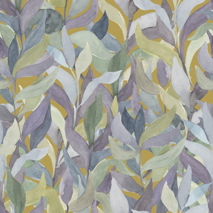 Vecteur brindilles aquarelles avec des feuilles de différentes couleurs sur un fond coloré motif vectoriel sans couture mur vivant de plantes haie de feuilles et de branches grimpantes