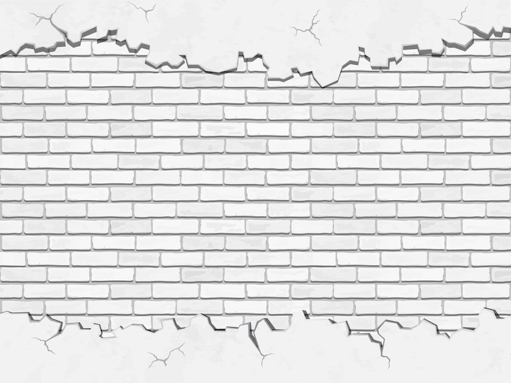 Vecteur brique blanche et vieux fond de vecteur de mur de béton fissuré