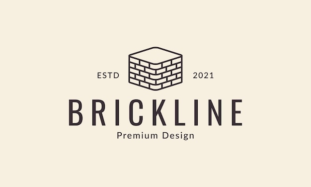 Briques Lignes Hexagonales Construire Logo Design Vecteur Icône Symbole Illustration