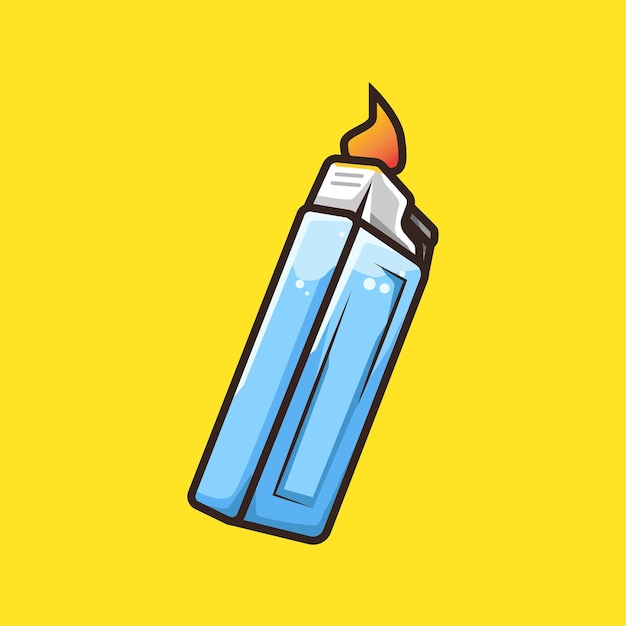 Briquet à Gaz Moderne Pour Faire Du Feu Dans L'illustration Colorée De L'art De La Ligne De Dessin Animé