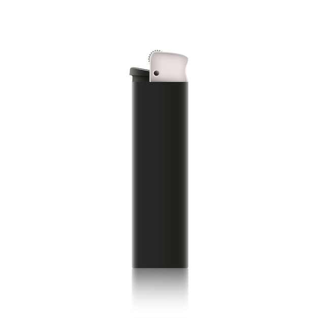 Briquet à gaz noir isolé sur fond blanc