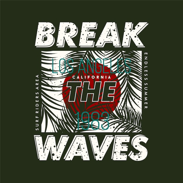 Briser Les Vagues Impression Vectorielle Graphique De La Plage De Los Angeles