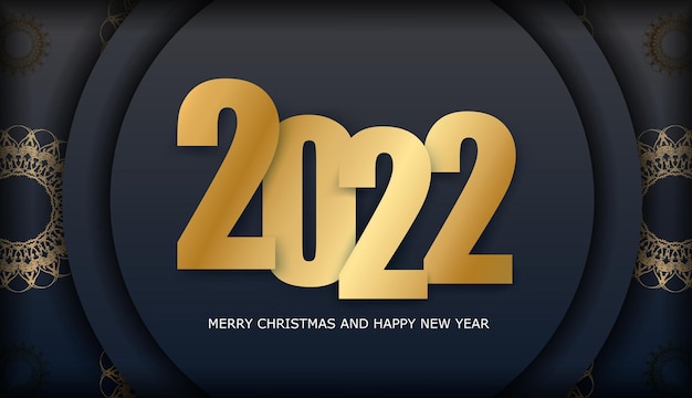Brochure 2022 Bonne Année Noire Avec Ornement D'or D'hiver
