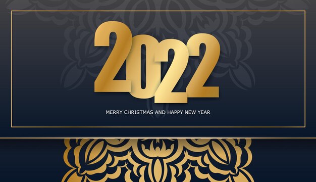 Brochure 2022 Joyeux Noël Et Bonne Année Couleur Noire Avec Motif Or Vintage