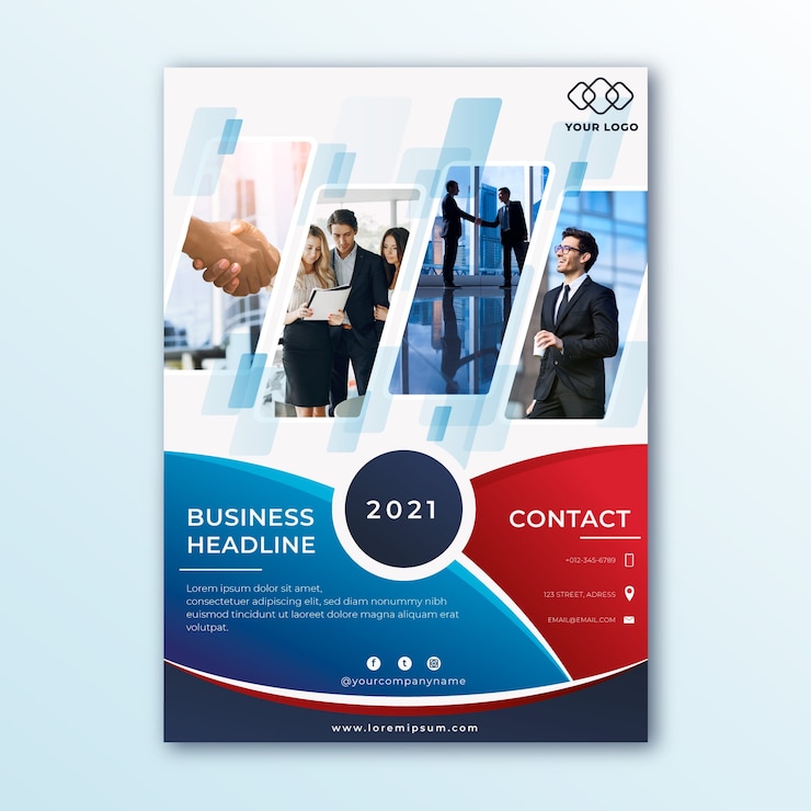Vecteur brochure d'affaires abstraite avec photo