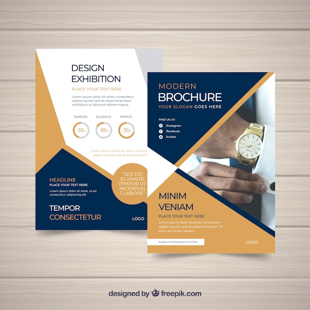 Vecteur brochure d'affaires en format a5 avec un style plat