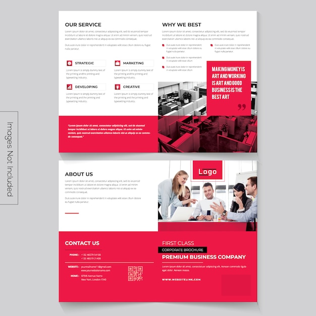 Vecteur brochure bi-fold minimaliste