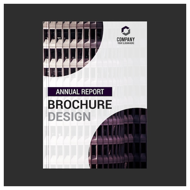 Vecteur brochure commerciale blanche avec détails violets