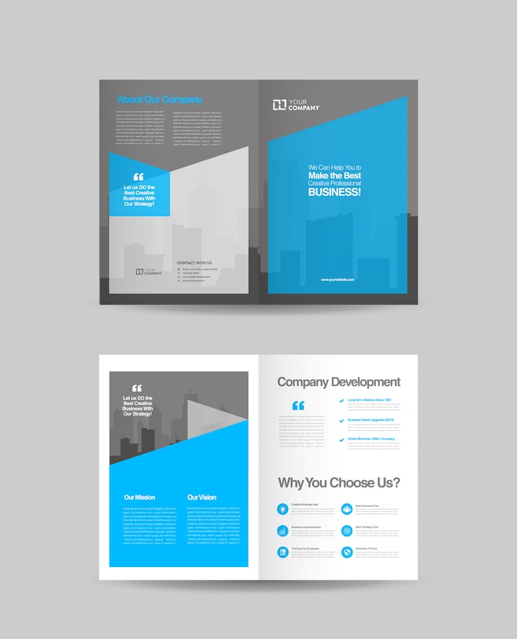 Vecteur brochure commerciale double