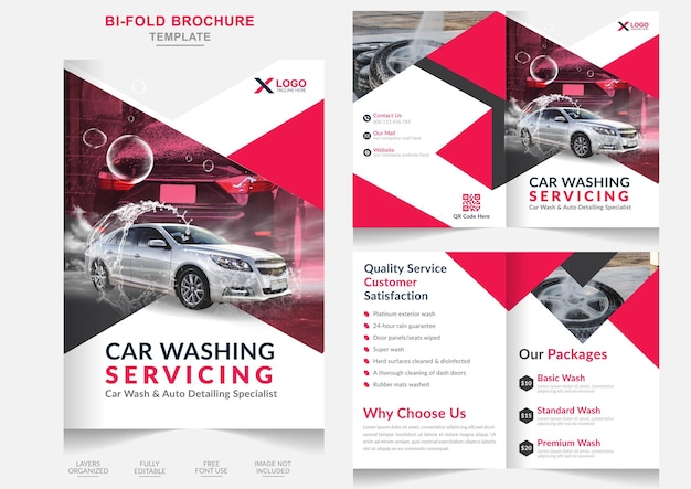 Vecteur brochure à deux volets pour les services de nettoyage entreprise de lavage de voiture brochure à deux volets brochure de service de nettoyage d