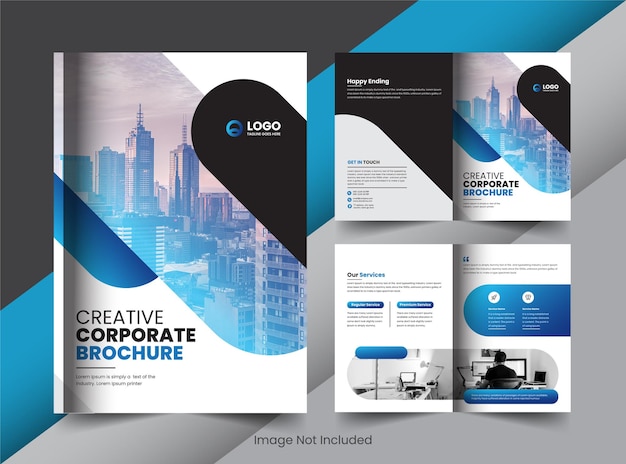 brochure d'entreprise à deux volets et conception de concept de mise en page de couverture avec des formes modernes