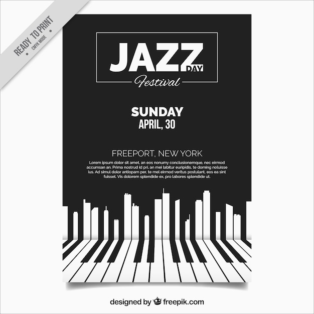 Brochure De Jazz élégant Avec Des Touches De Piano